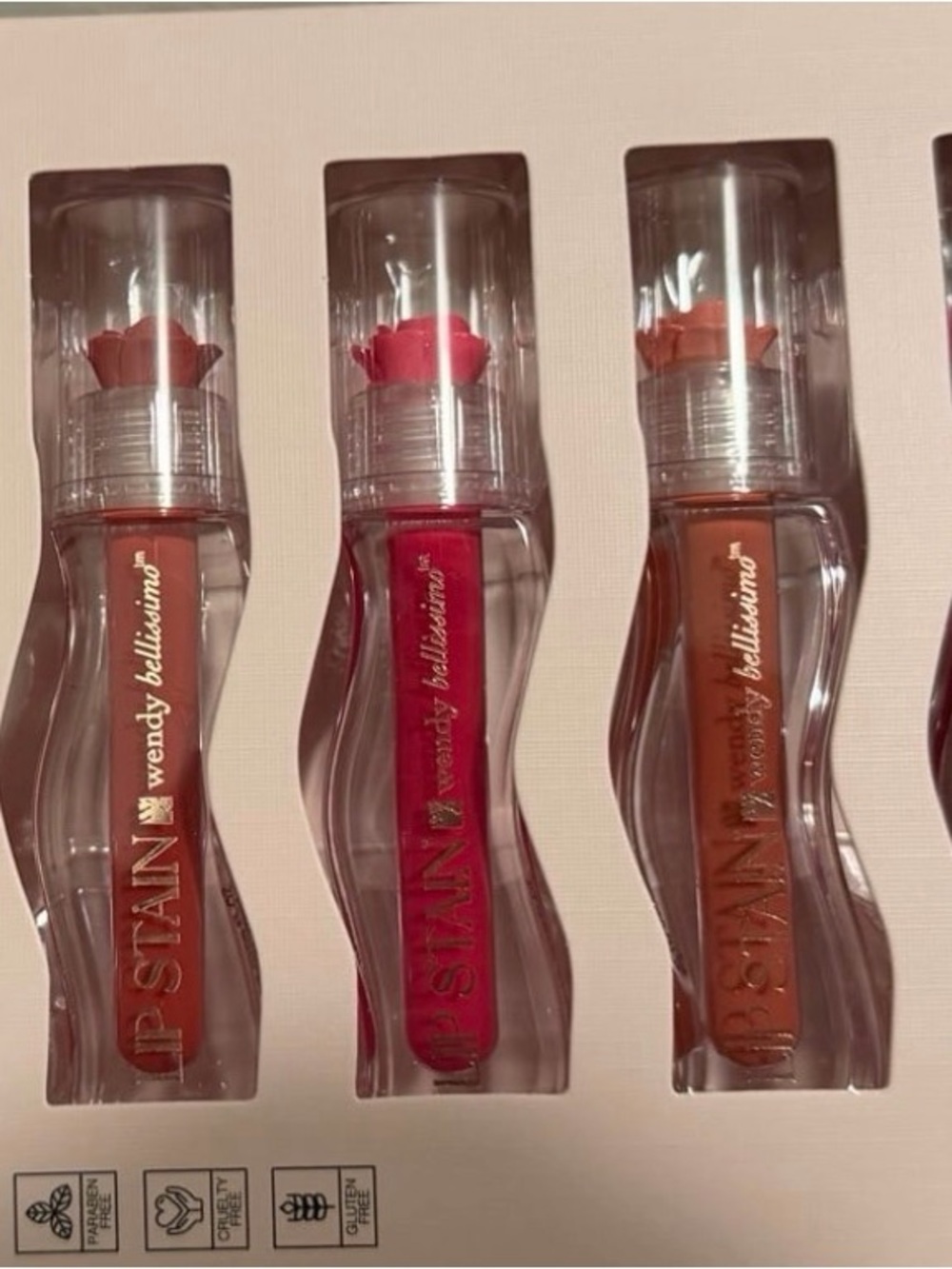 Wendy Bellissimo Trio Lip Stains — Pink, Red, Brown Tones